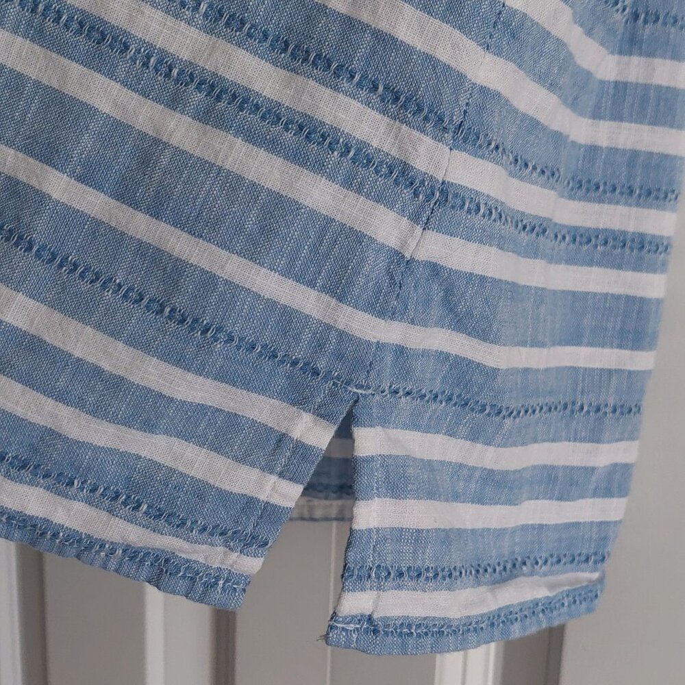 Talbots Blue & White Stripe Flutter Sleeve Blouse… - image 6